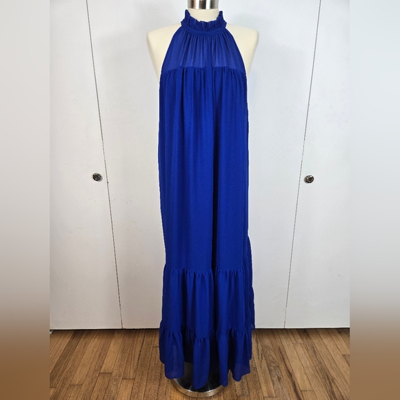 Alex Marie | Dresses | Alex Marie Blue Ruffled Halter Gown | Poshmark